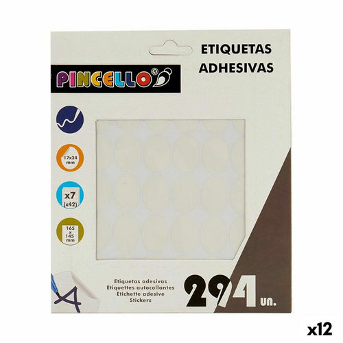 Adhesive labels Pincello Weiß 17 x 4 x 19 cm 17 x 24 mm Oval (12 Stück) – Produktbild 1
