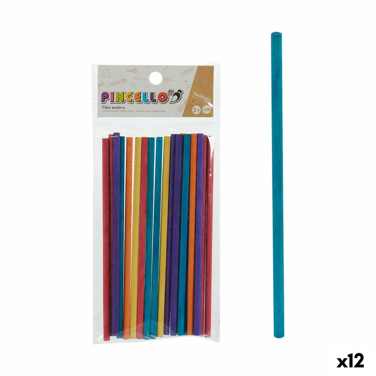 Sticks Pincello Mehrfarbig Holz Handicrafts (12 Stück) – Produktbild 1