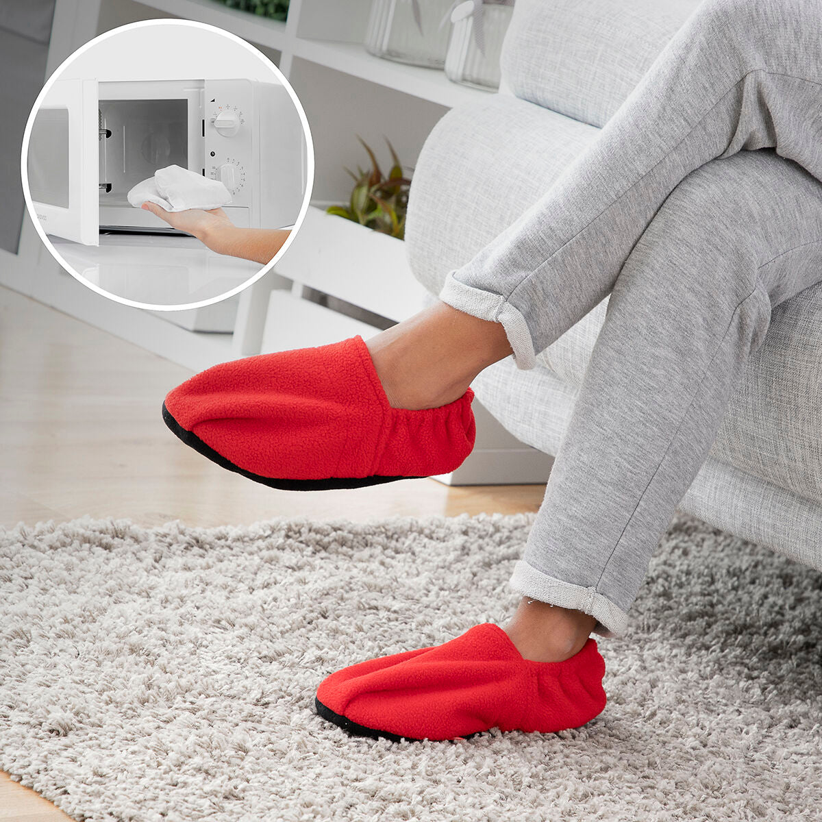 Microwavable Heated Slippers InnovaGoods Rot – Produktbild 1