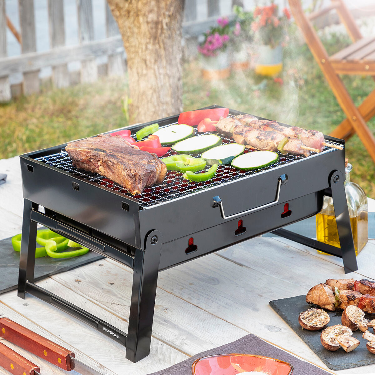 Klappbar Tragbar Barbecue for use with Charcoal BearBQ InnovaGoods – Produktbild 1