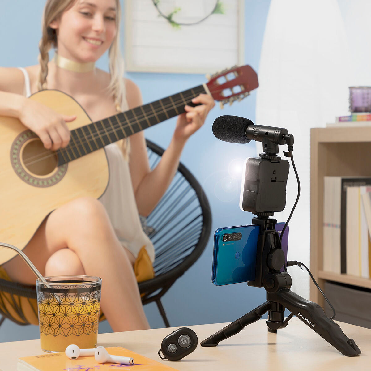 Vlogging Kit with Light, Microphone and Remote Control Plodni InnovaGoods 6 Teile – Produktbild 1