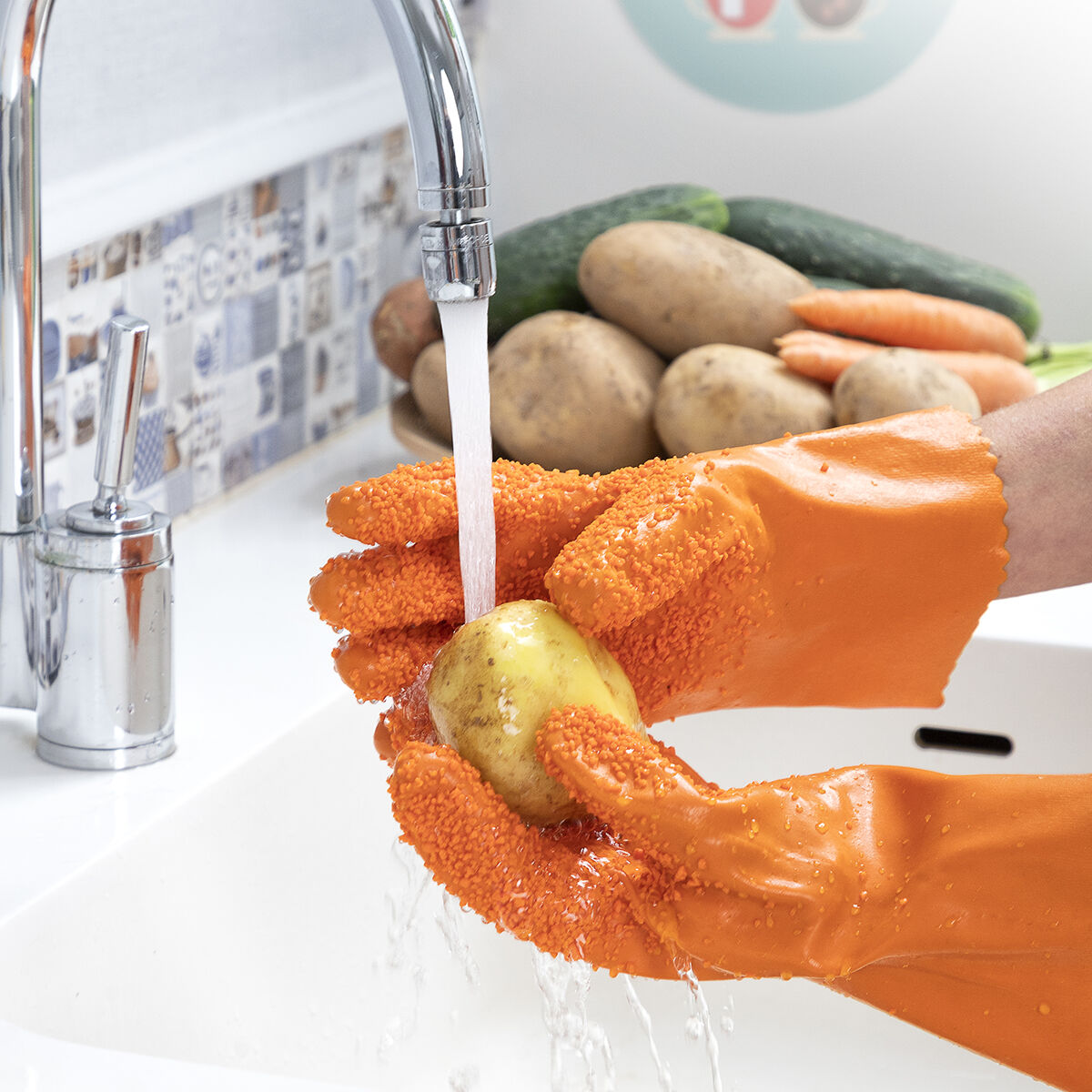 Fruit and Vegetable Cleaning Gloves Glinis InnovaGoods – Produktbild 1