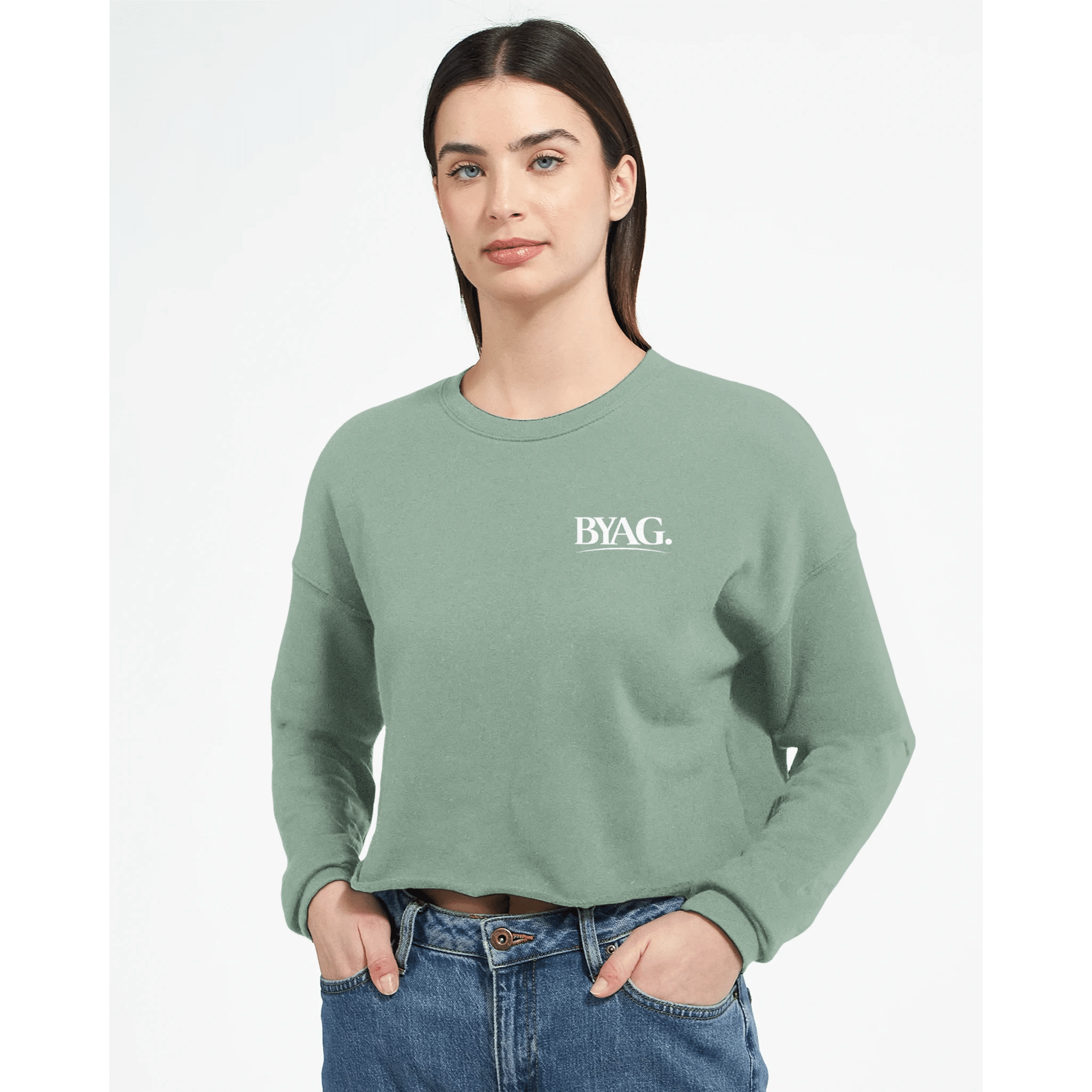 BYAG. Everyday Cropped Sweatshirt – Sage Green - BYAG.DEPrint MaterialBYAG.DEBYAG.DE#original_value#S