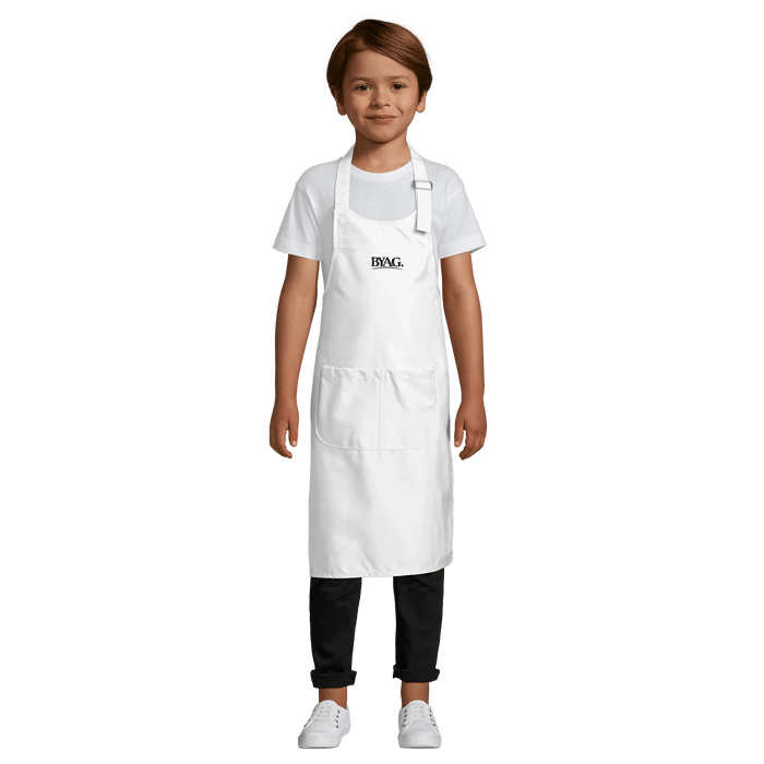 BYAG. Kids Apron with Pocket – White