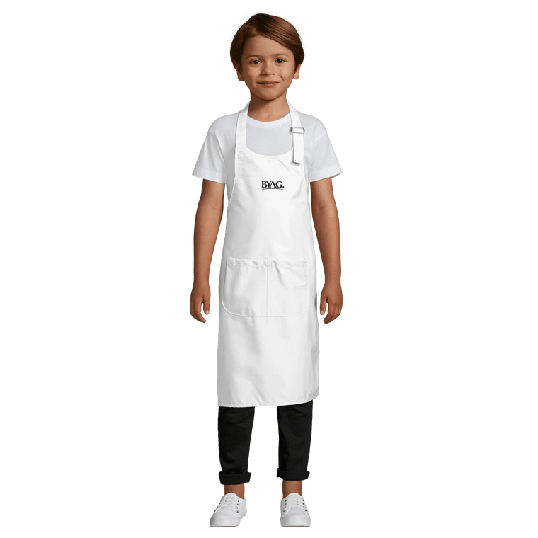 BYAG. Kids Apron with Pocket – White