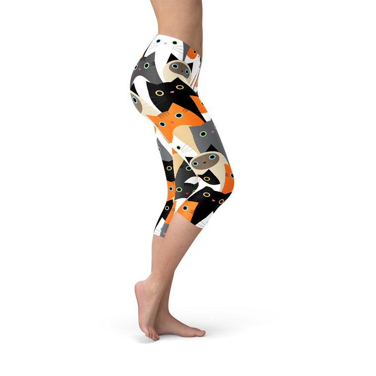 All Over Print Cats Women's Capri Leggings