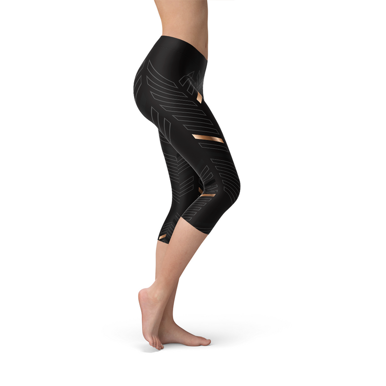 Stripes Women's Capri Leggings - Black