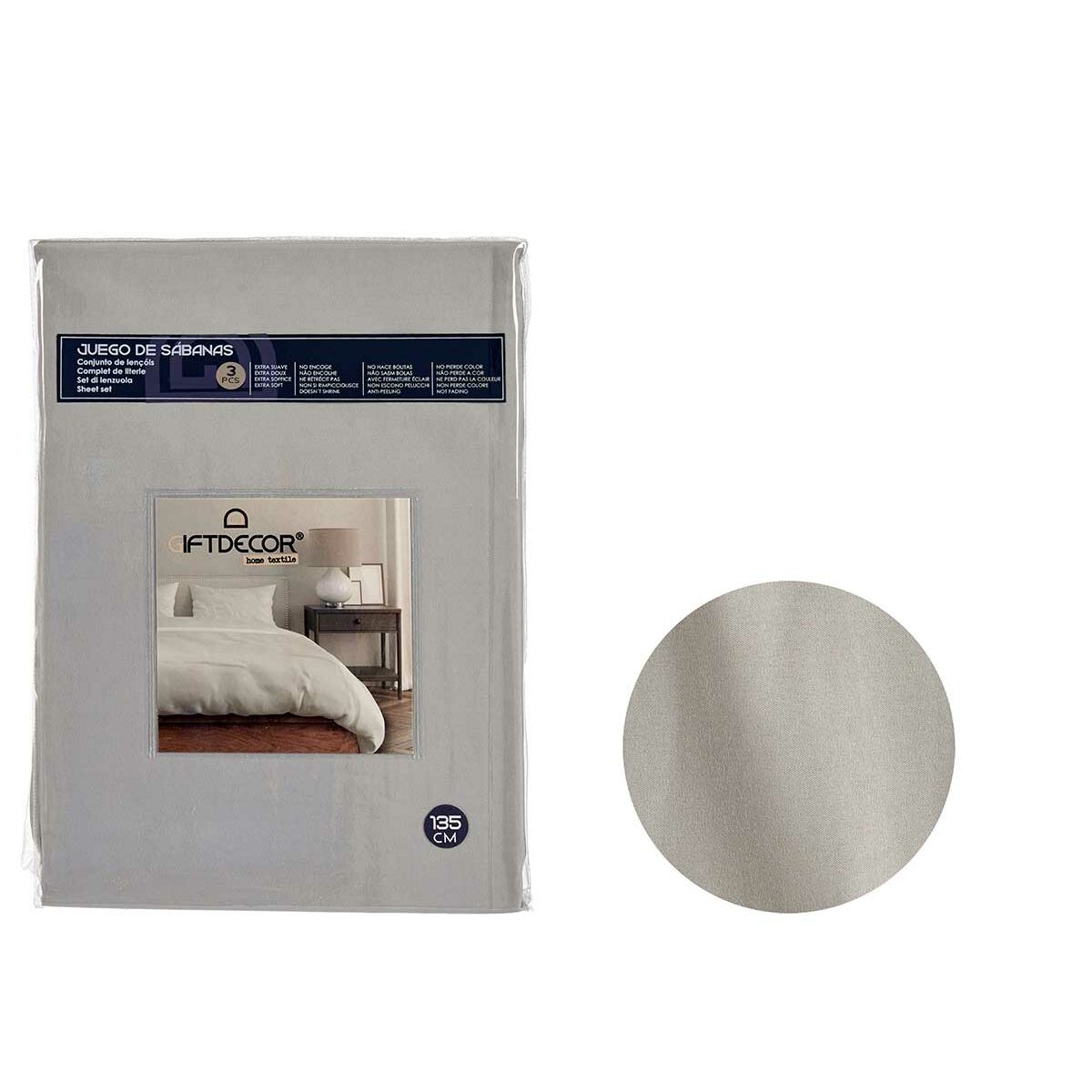 Gift Decor Bettwäsche-Set Grau Doppelt – Produktbild 1