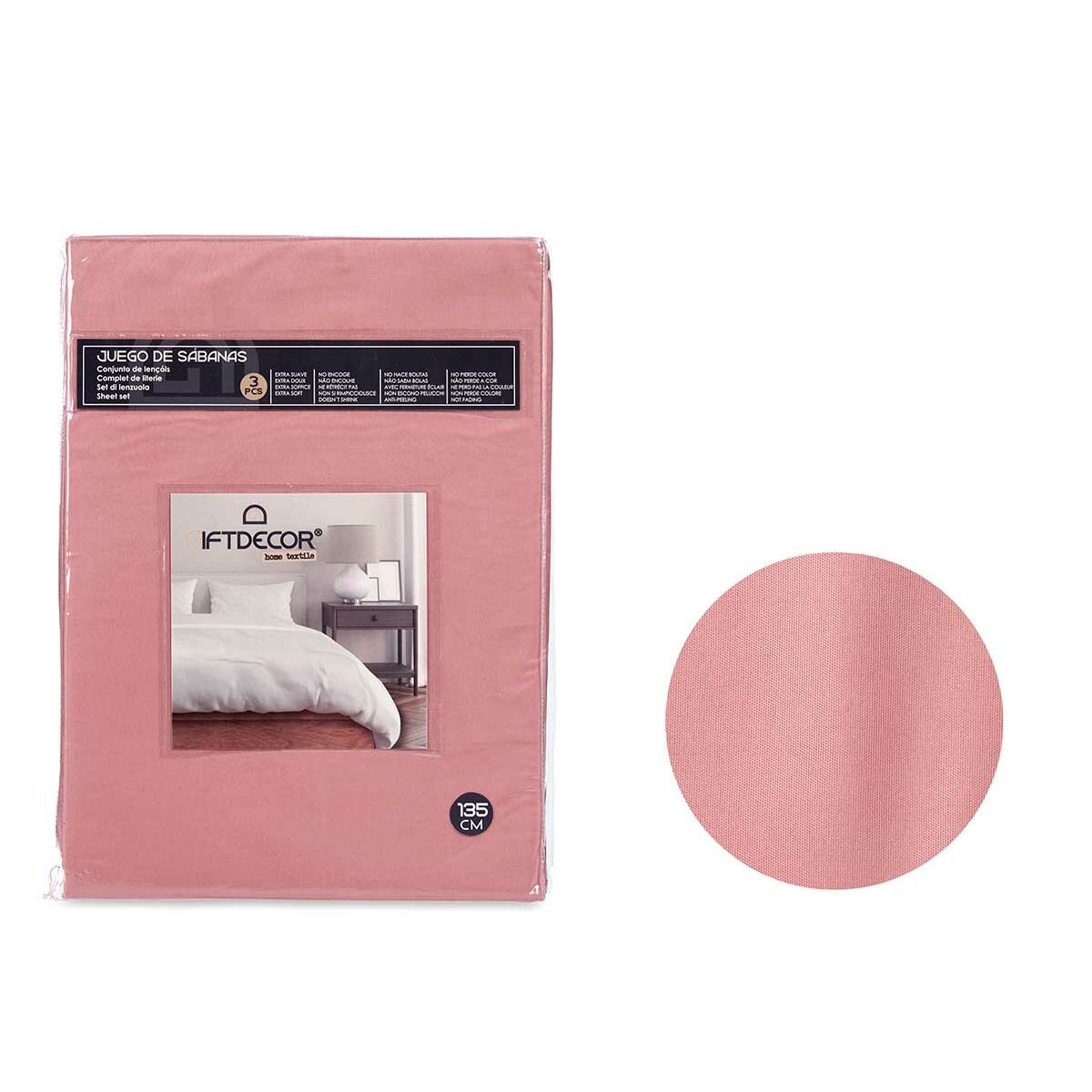 Gift Decor Bettwäsche-Set Rosa Doppelt – Produktbild 1