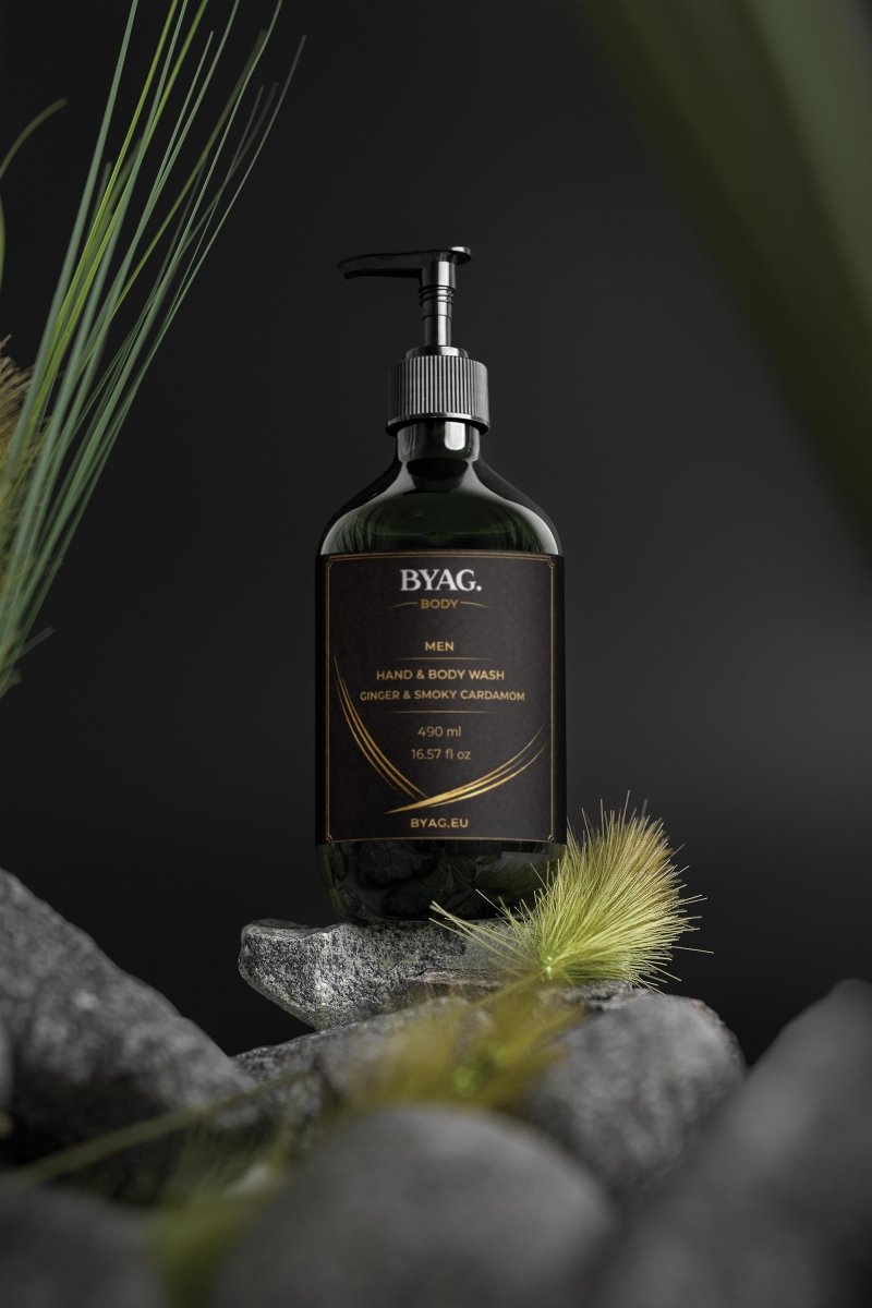 BYAG Hand and Body Wash Ginger Smoky Cardamom bottle