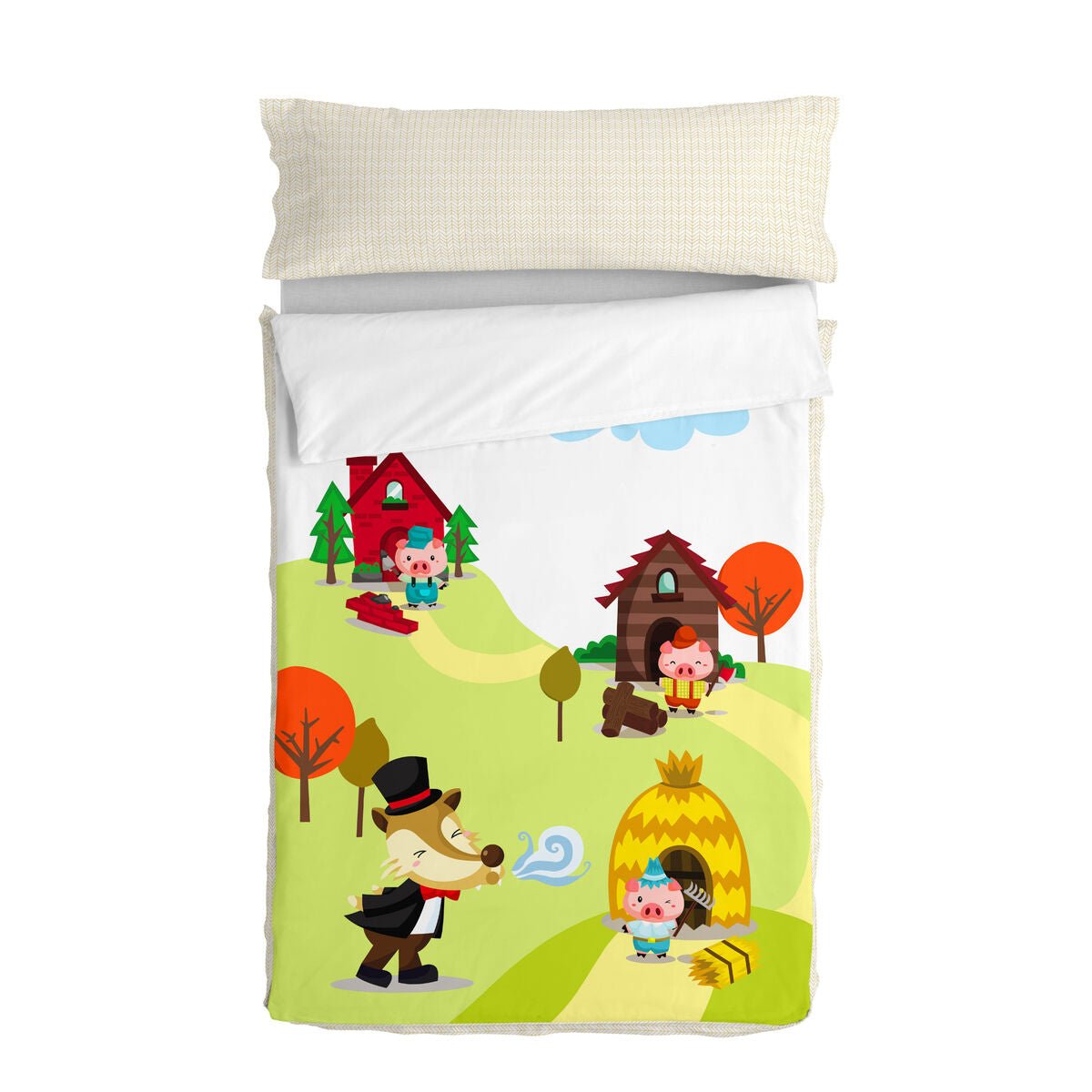 HappyFriday Gesteppte Bettwäsche mit Reißverschluss Mr Fox Piggys Mehrfarbig – Produktbild 1