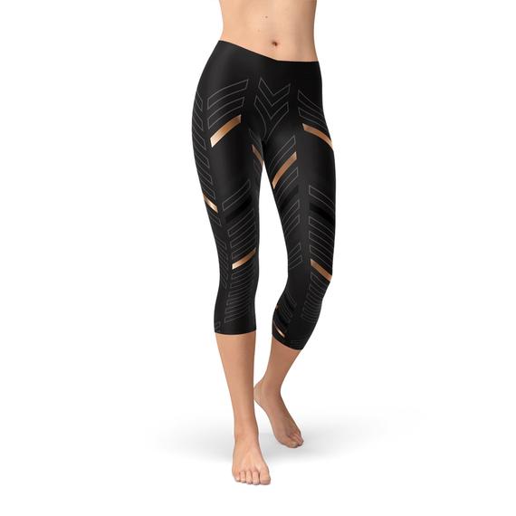 Stripes Women's Capri Leggings - Black