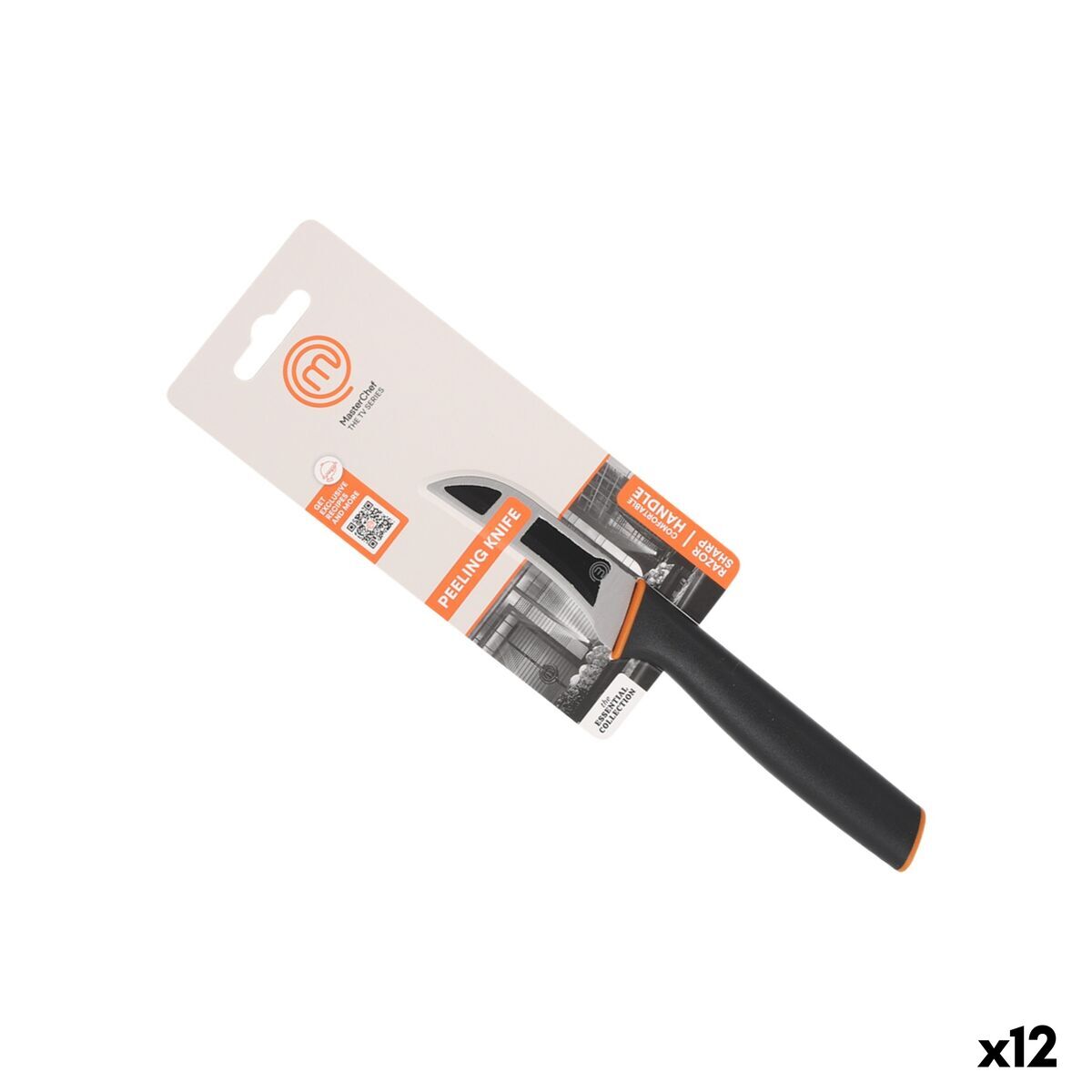 Peeler Knife MasterChef Schwarz Silberfarben Stainless Stahl 7,5 cm (12 Stück) – Produktbild 1
