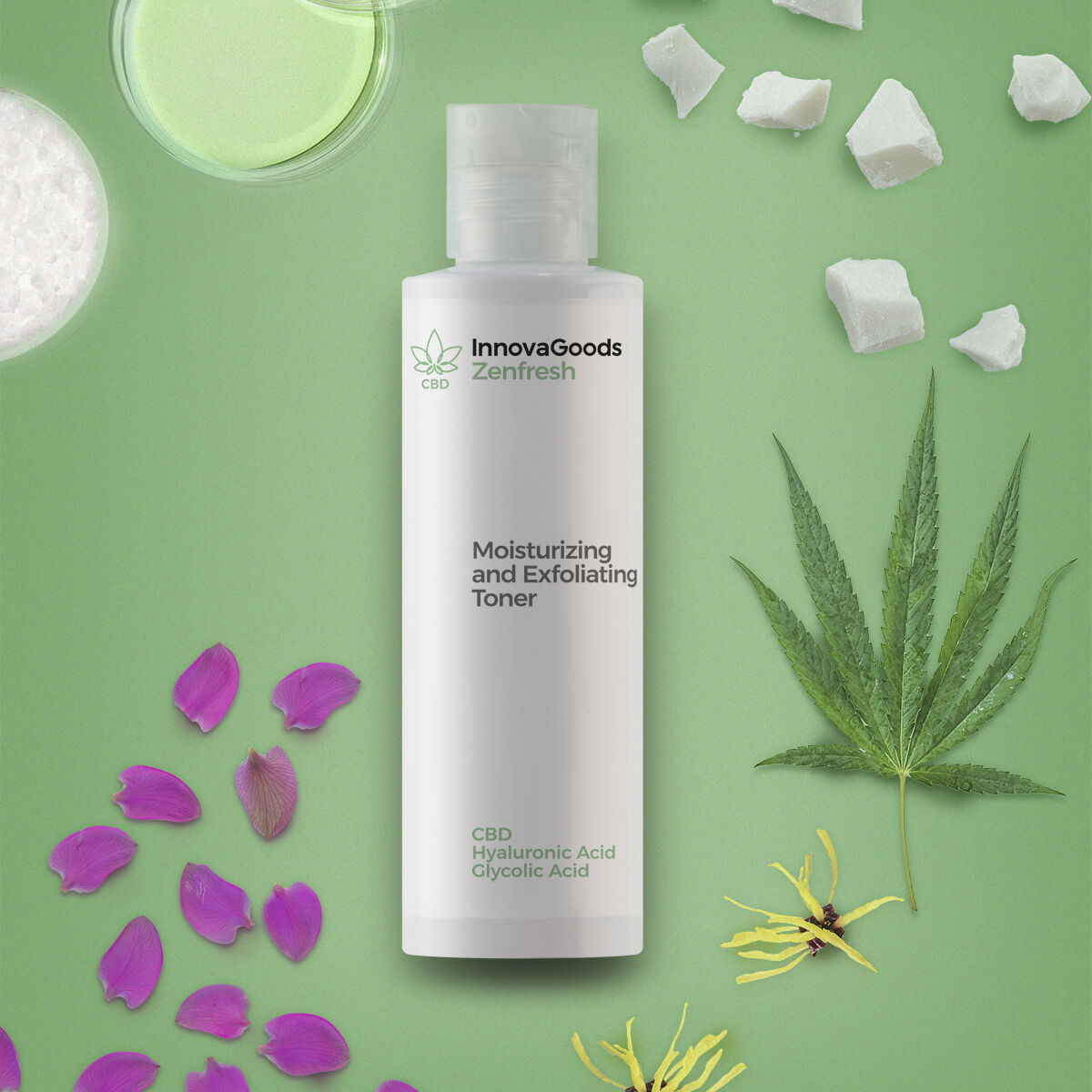 InnovaGoods Feuchtigkeitsspendender Peeling-Gesichtstoner CBD Zenfresh 150 ml – Produktansicht 5