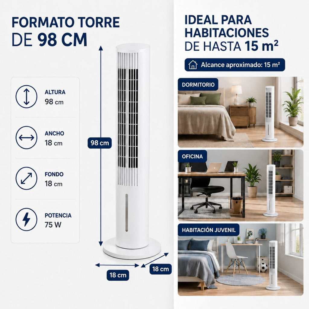 Tragbar Multifunction Tower Evaporative Cooler with Remote Control Hushly InnovaGoods – Produktbild 8