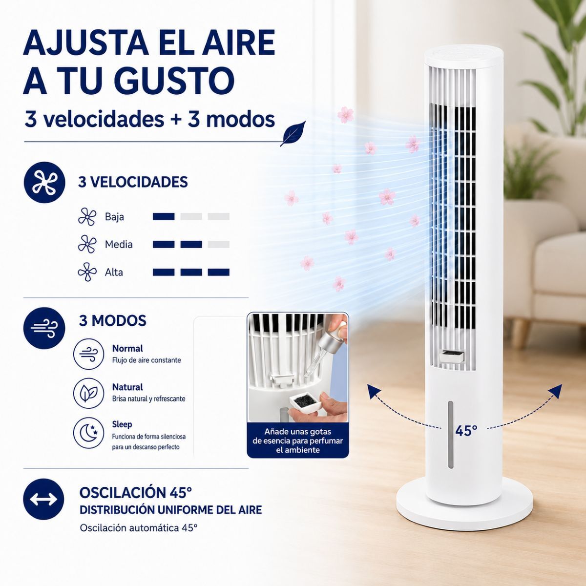 Tragbar Multifunction Tower Evaporative Cooler with Remote Control Hushly InnovaGoods – Produktbild 5