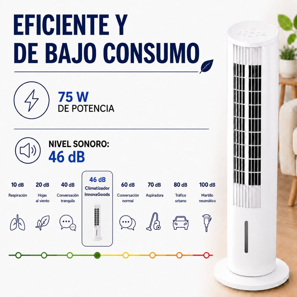 Tragbar Multifunction Tower Evaporative Cooler with Remote Control Hushly InnovaGoods – Produktbild 9