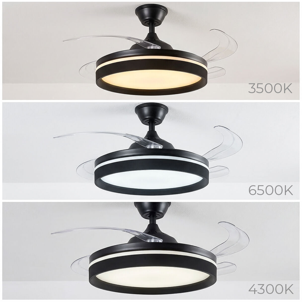 Deckenventilator mit LED-Licht, 4 Retractable Blades & Fern Steuerung InnovaGoods – Produktansicht 10