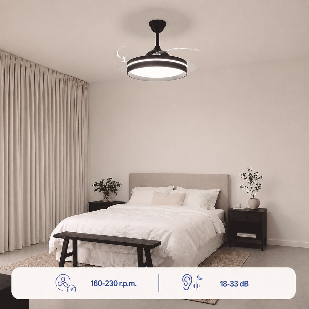 Deckenventilator mit LED-Licht, 4 Retractable Blades & Fern Steuerung InnovaGoods – Produktansicht 4